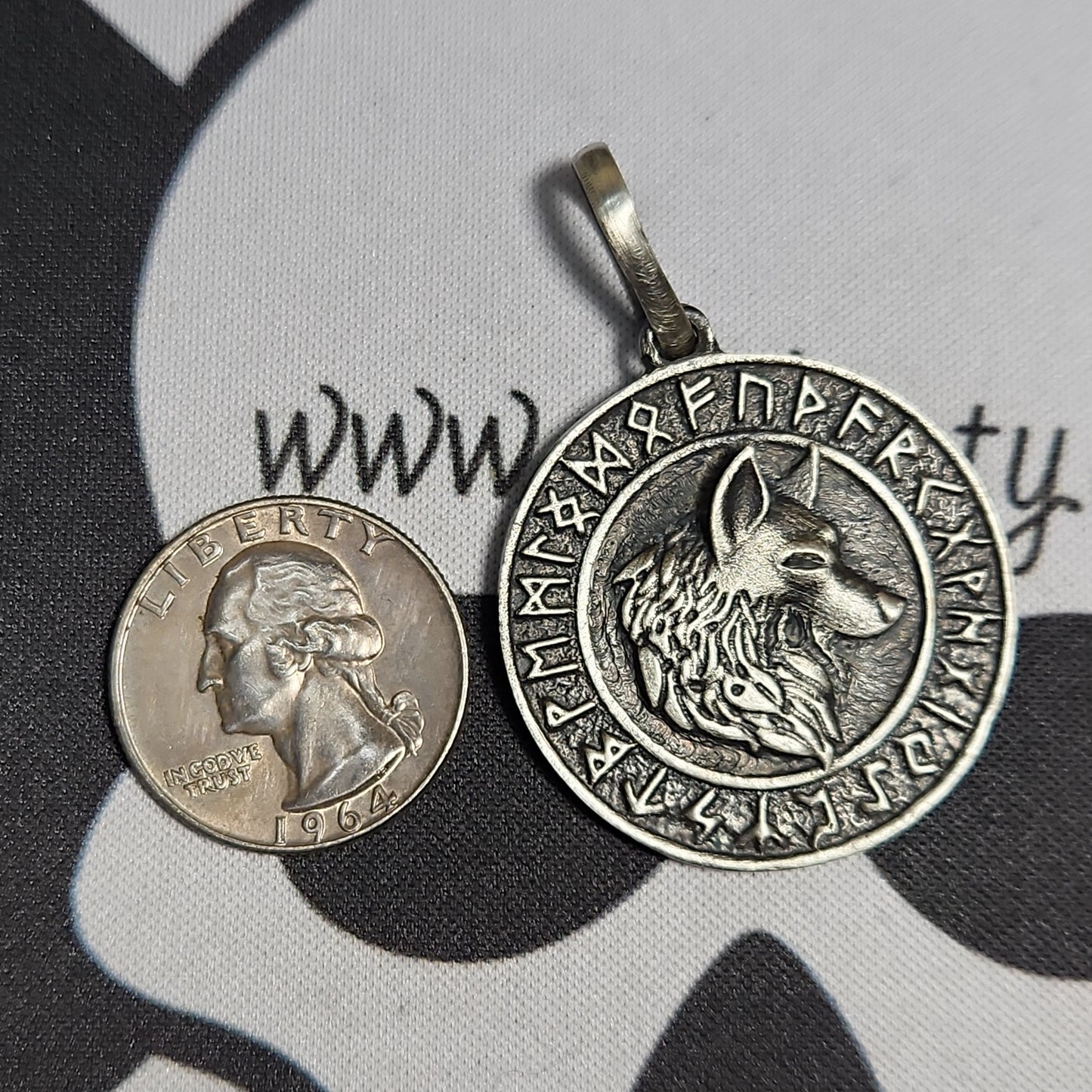 Handmade 925 Fenrir Wolf Double Sided Pendant