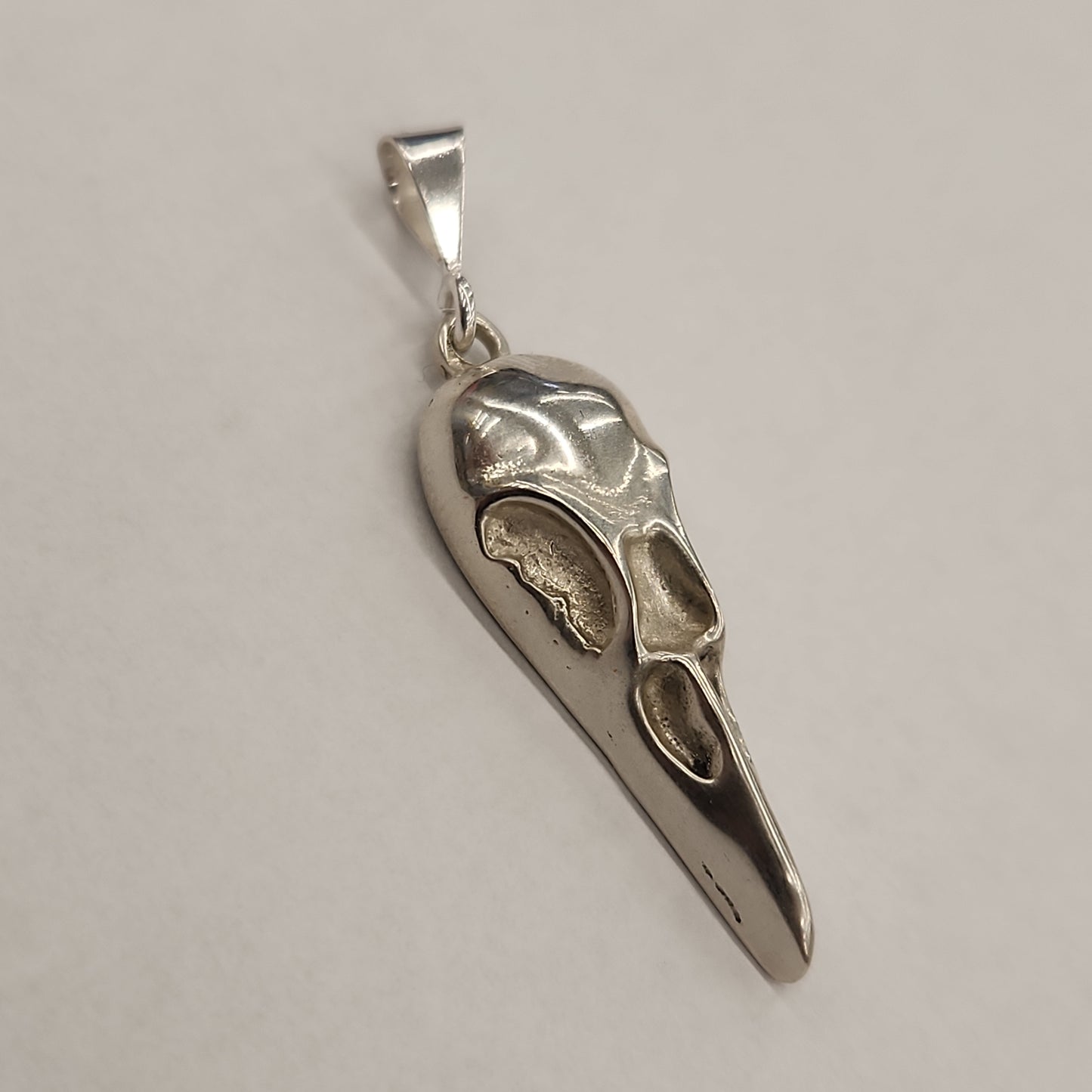 .925 Sterling Silver Crow Skull - Handmade