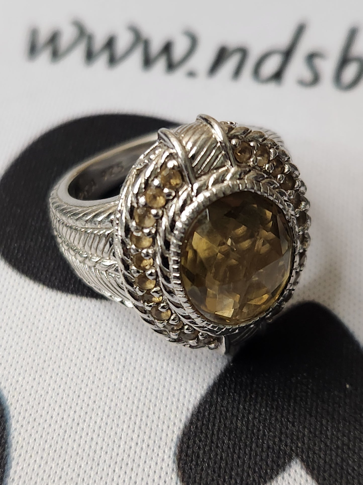 .925 Sterling Silver Judith Ripka Citrine Ring (Sz 7)