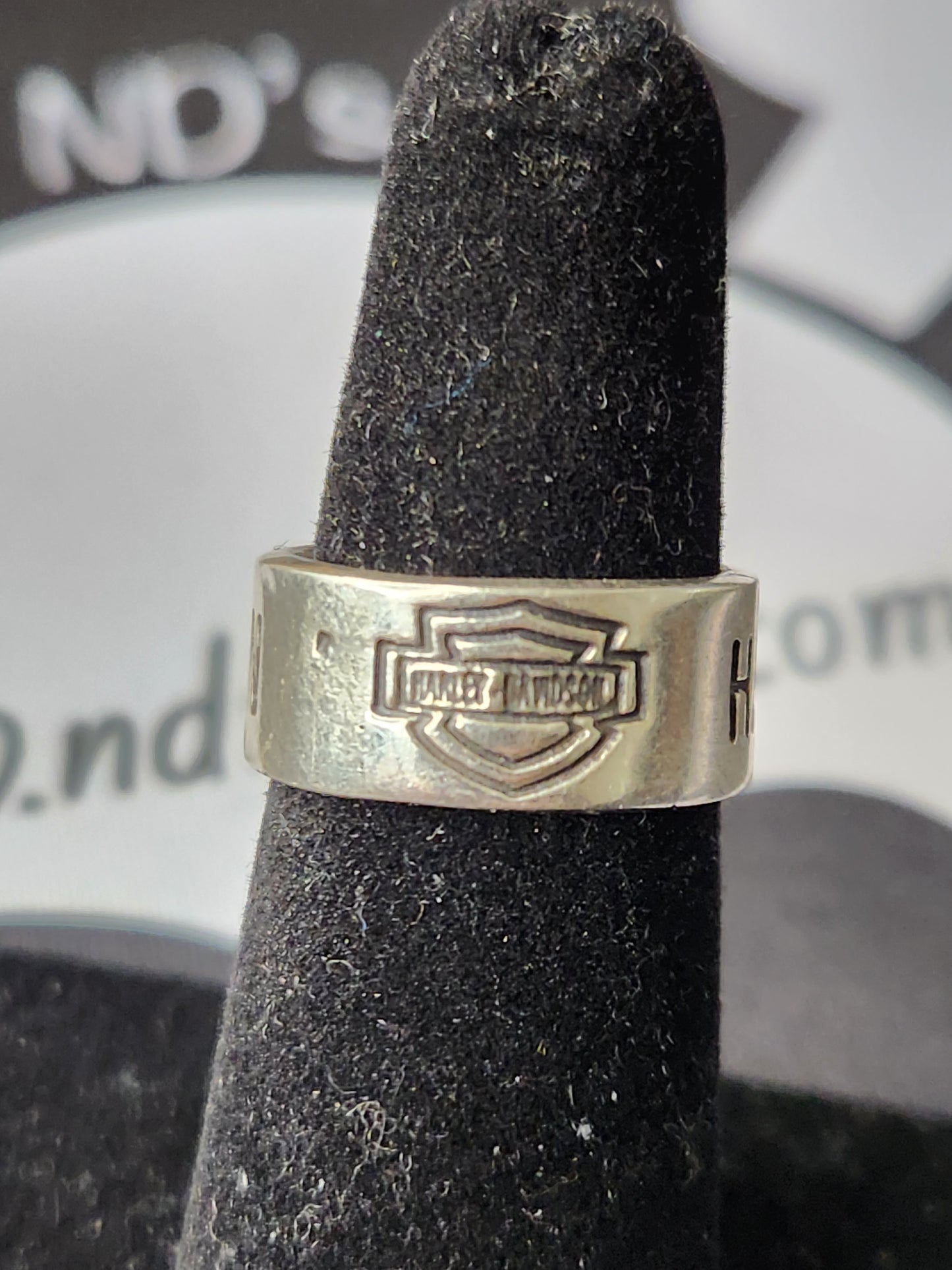 .925 Sterling Silver Harley Davidson Ring Sz 5.5