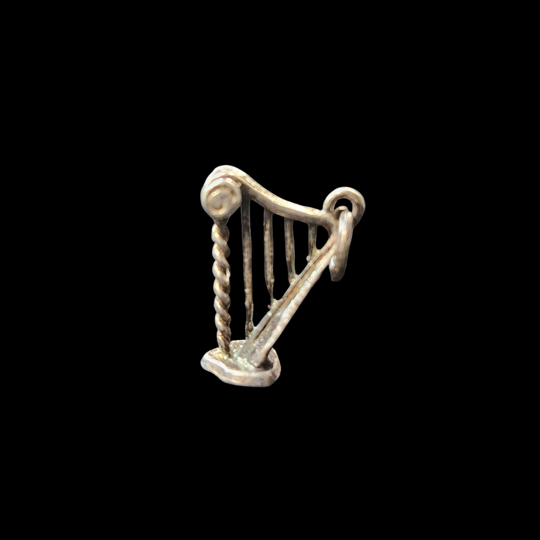 .925 Sterling Silver Harp Charm